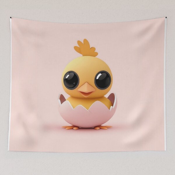 Item preview, Baby Chick in Eggshell Cartoon Illustration designed and sold by GoldenTealArts.