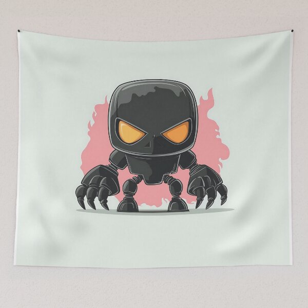 Item preview, Black Robot Illustration with Yellow Eyes designed and sold by GoldenTealArts.