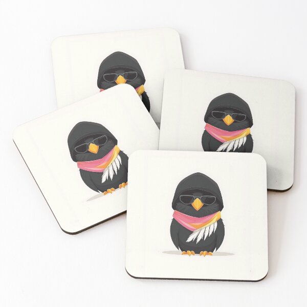 Item preview, Stylish Black Bird in Sunglasses Illustration designed and sold by GoldenTealArts.