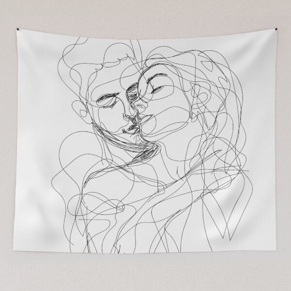 Artikelvorschau, Scribble Art - One Line Art - Leidenschaftliche Umarmung entworfen und verkauft von One-Line-Artist.