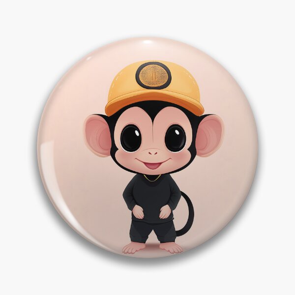 Item preview, Cute Monkey in Yellow Cap Illustration designed and sold by GoldenTealArts.