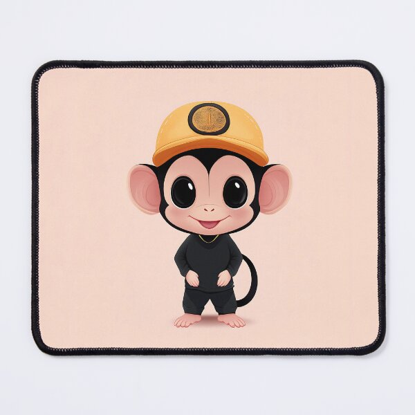 Item preview, Cute Monkey in Yellow Cap Illustration designed and sold by GoldenTealArts.