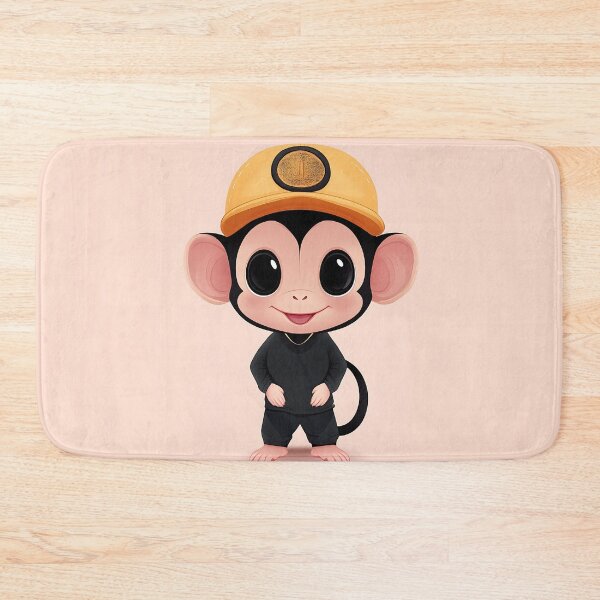 Item preview, Cute Monkey in Yellow Cap Illustration designed and sold by GoldenTealArts.