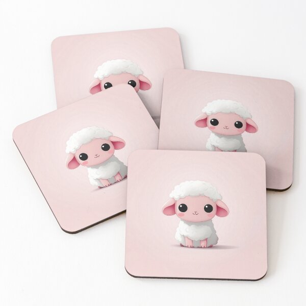 Item preview, Cute Cartoon Sheep Illustration with Pink Background designed and sold by GoldenTealArts.