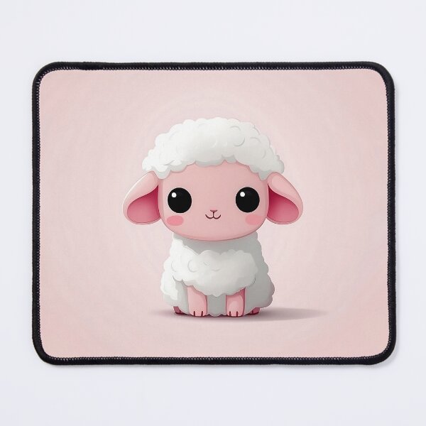 Item preview, Cute Cartoon Sheep Illustration with Pink Background designed and sold by GoldenTealArts.