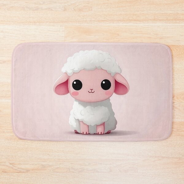 Item preview, Cute Cartoon Sheep Illustration with Pink Background designed and sold by GoldenTealArts.