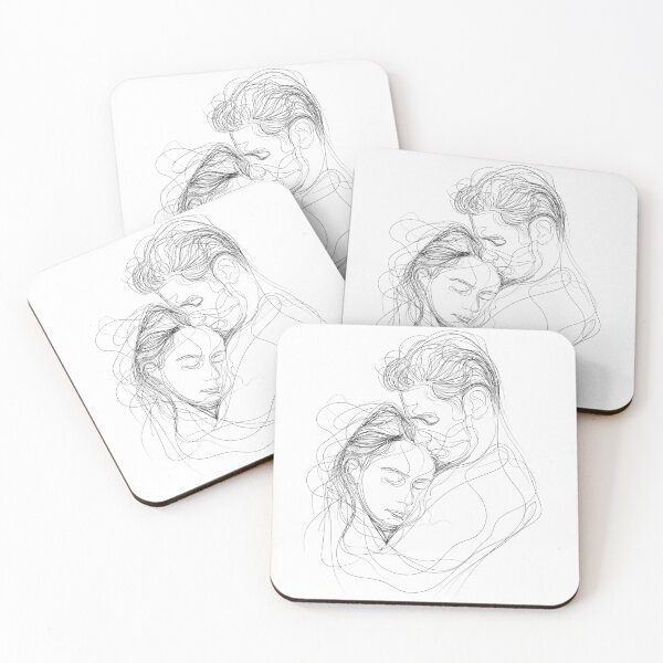 Item preview, Scribble Art - One Line Art - Couple Hugging designed and sold by One-Line-Artist.