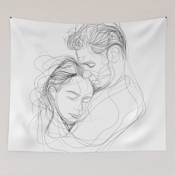 Artikelvorschau, Scribble Art - One Line Art - Paar umarmt sich entworfen und verkauft von One-Line-Artist.