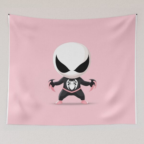Item preview, Chibi Symbiote Character Illustration on Pink Background designed and sold by GoldenTealArts.