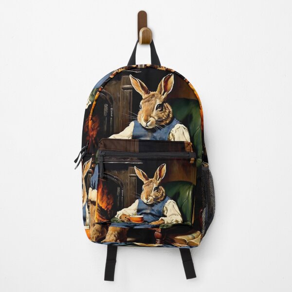 Item preview, Vintage Animal Art: Comfy Hare Chilling beside Fireplace | Animal Art | Oil Painting | Vintage Art designed and sold by UnhingedBird.