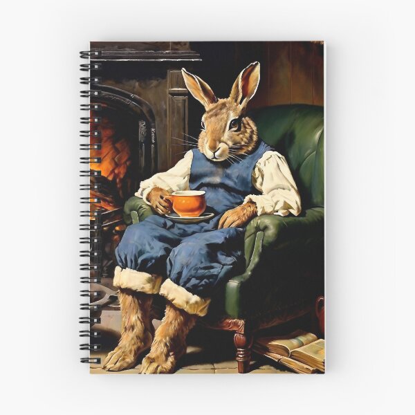 Item preview, Vintage Animal Art: Comfy Hare Chilling beside Fireplace | Animal Art | Oil Painting | Vintage Art designed and sold by UnhingedBird.