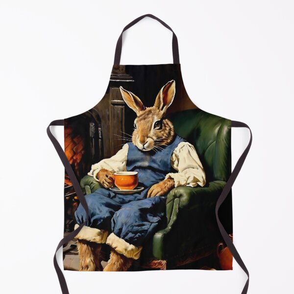 Item preview, Vintage Animal Art: Comfy Hare Chilling beside Fireplace | Animal Art | Oil Painting | Vintage Art designed and sold by UnhingedBird.