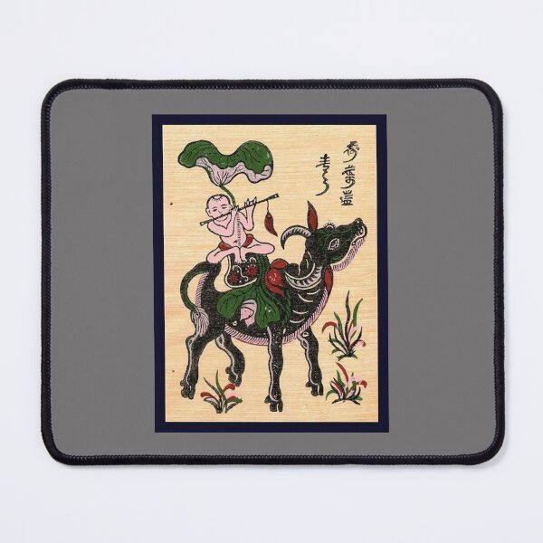 Item preview, Dong Ho Painting - Buffalo Riding And Playing Flute (Chăn Trâu Thổi Sáo) - Vietnam designed and sold by HoangLily.
