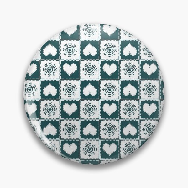 Item preview, Elegant Pine Green and White Chalet Hearts and Snowflakes designed and sold by AntiqueImages.