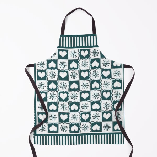 Item preview, Elegant Pine Green and White Chalet Hearts and Snowflakes designed and sold by AntiqueImages.