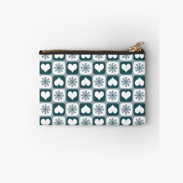 Item preview, Elegant Pine Green and White Chalet Hearts and Snowflakes designed and sold by AntiqueImages.