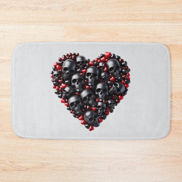 Item preview, Ebony color Skulls, Hearts, Pale Background, Big pattern designed and sold by GaborSkeleton.