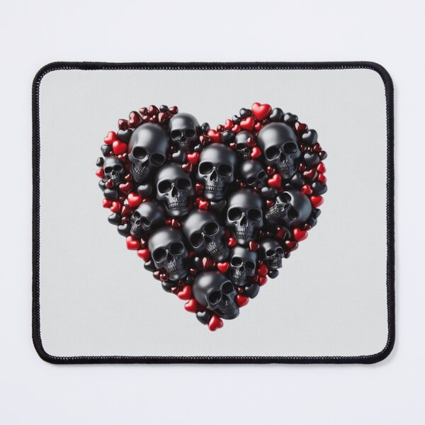 Item preview, Ebony color Skulls, Hearts, Pale Background, Big pattern designed and sold by GaborSkeleton.