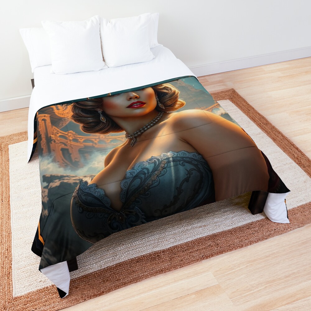 Elóise Alvarina Del Luna, Beneath The Moonlit Skies Of A Forgotten Empire AI Concept Art by Xzendor7 | A Beauty Amidst Ancient Ruins 3 Elóise Alvarina Del Luna, Beneath The Moonlit Skies Of A Forgotten Empire Stunning AI Concept Art by Xzendor7 Decorative Art Print Comforter