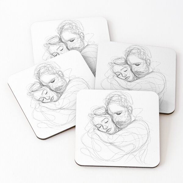 Item preview, Scribble Art - One Line Art - Couple Hugging - Winter Vibes designed and sold by One-Line-Artist.
