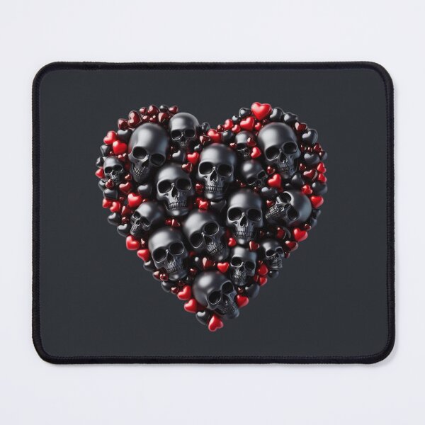 Item preview, Ebony color Skulls, Hearts, Dark Background, Big pattern designed and sold by GaborSkeleton.