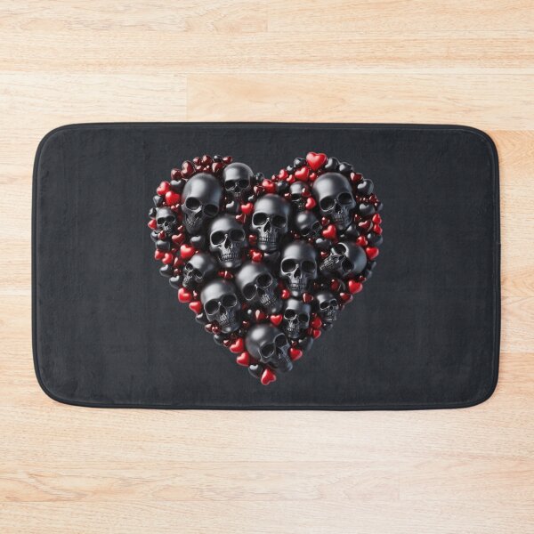 Item preview, Ebony color Skulls, Hearts, Dark Background, Big pattern designed and sold by GaborSkeleton.