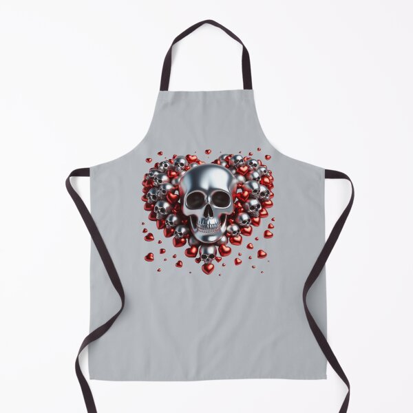 Item preview, Small, Bright Silver Skulls and Red Hearts designed and sold by GaborSkeleton.