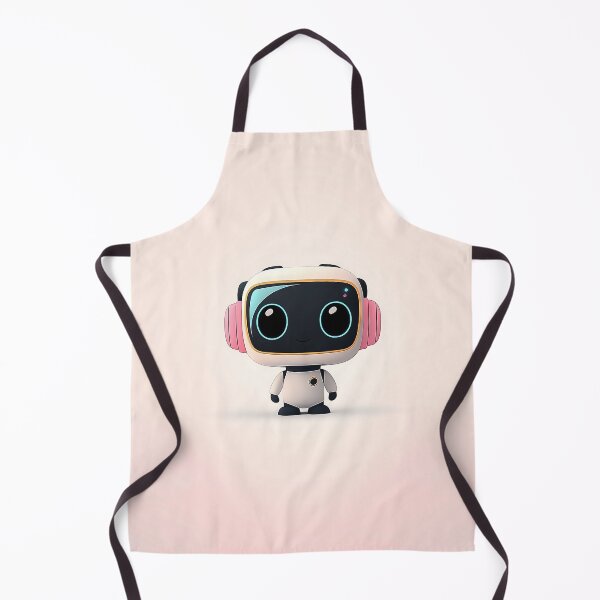 Item preview, Cute Robot with Pink Headphones and Big Eyes designed and sold by GoldenTealArts.