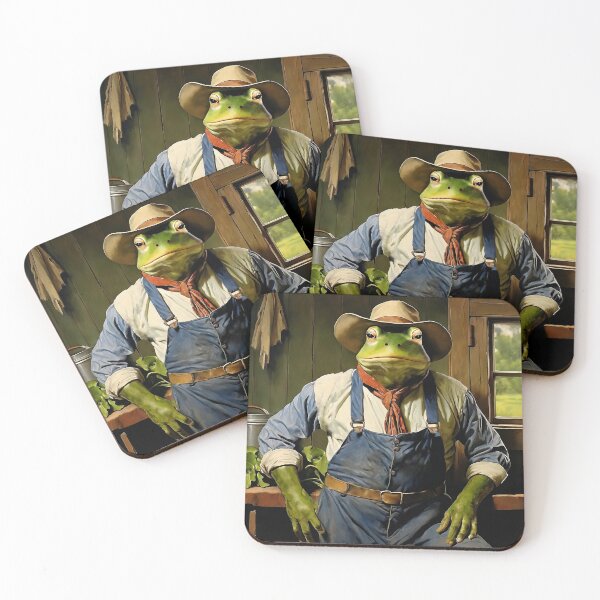 Item preview, Vintage Animal Art: Frog Farmer After Work | Animal Art | Oil Painting | Vintage Art designed and sold by UnhingedBird.