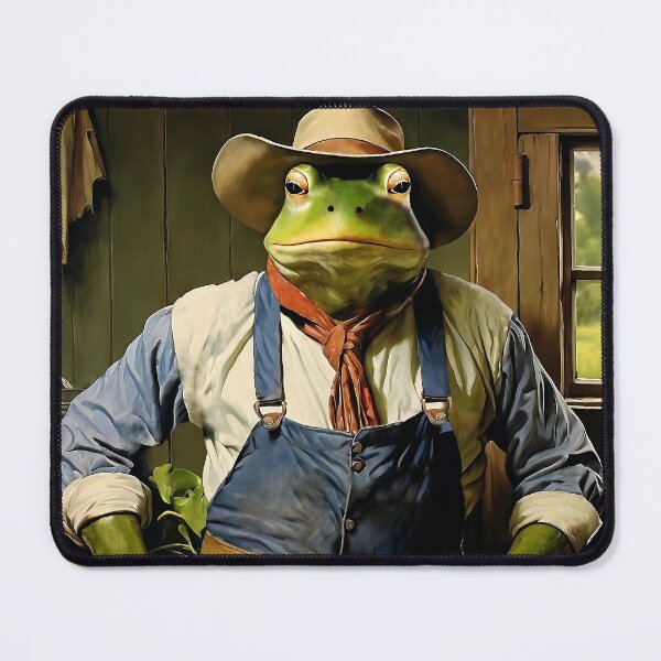 Item preview, Vintage Animal Art: Frog Farmer After Work | Animal Art | Oil Painting | Vintage Art designed and sold by UnhingedBird.