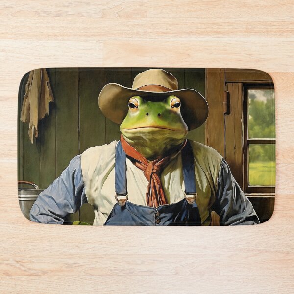 Item preview, Vintage Animal Art: Frog Farmer After Work | Animal Art | Oil Painting | Vintage Art designed and sold by UnhingedBird.