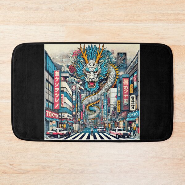 Item preview, Majestic Dragon Over Tokyo - Urban Fantasy Art designed and sold by DrawHandArt.