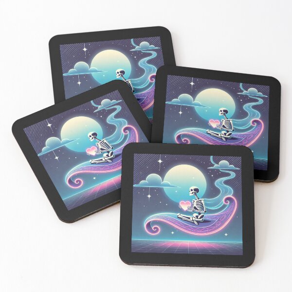 Item preview, Valentine's Day with a skeleton holding a glowing heart on a flying carpet designed and sold by ATOTI.