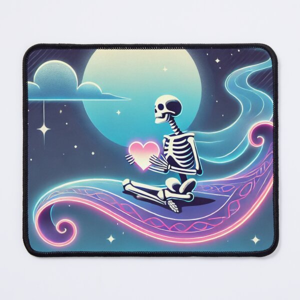 Item preview, Valentine's Day with a skeleton holding a glowing heart on a flying carpet designed and sold by ATOTI.