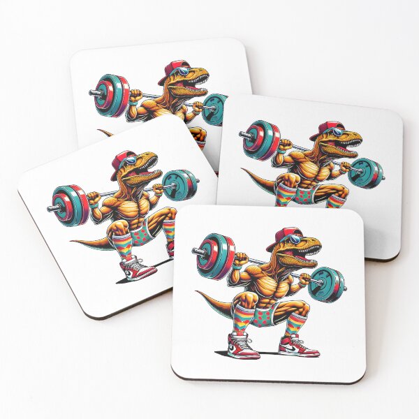 Item preview, Gym Dinosaur Lifting Weights Retro Fitness Art designed and sold by DrawHandArt.
