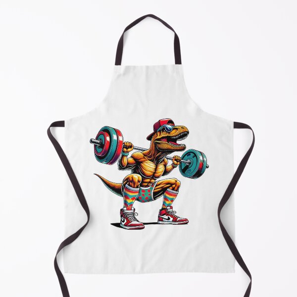 Item preview, Gym Dinosaur Lifting Weights Retro Fitness Art designed and sold by DrawHandArt.