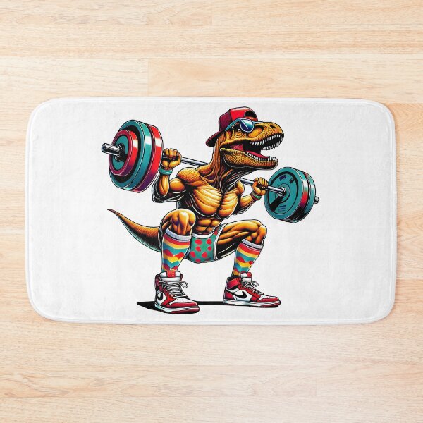 Item preview, Gym Dinosaur Lifting Weights Retro Fitness Art designed and sold by DrawHandArt.