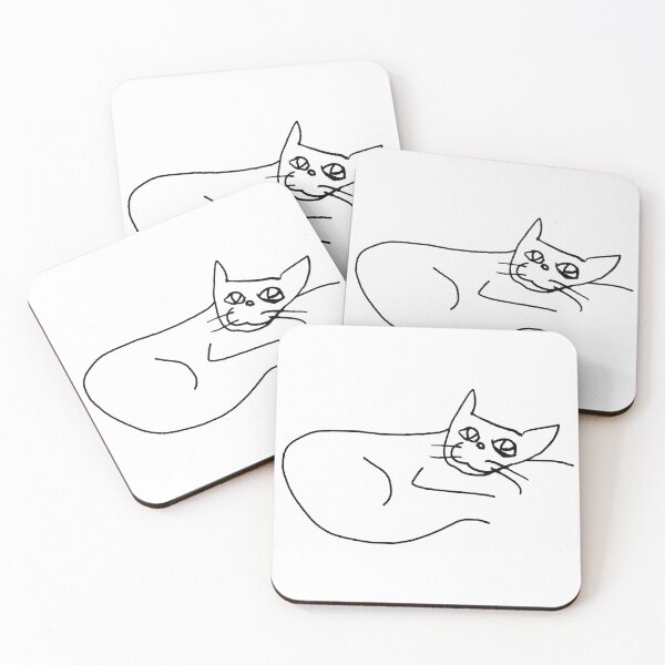 Item preview, minimalist happy lounge cat doodle designed and sold by Michael Stewart.