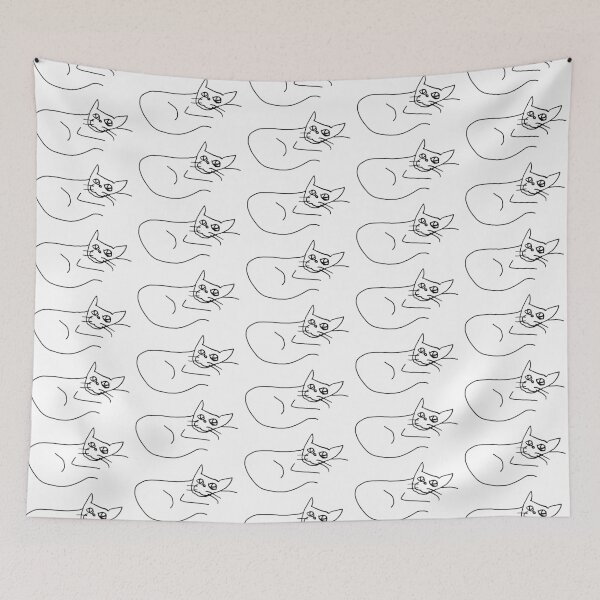 Item preview, minimalist happy lounge cat doodle designed and sold by Michael Stewart.