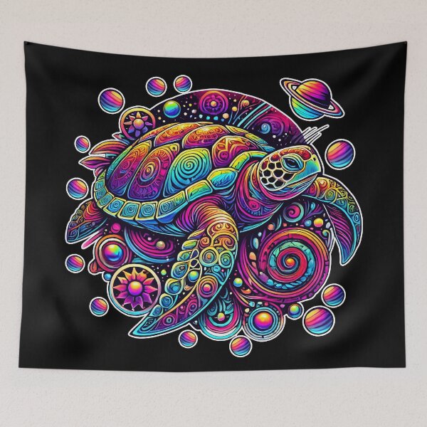 Item preview, Psychedelic Cosmic Turtle Design | Vibrant Astral Turtle Artwork | Kaleidoscopic Animal Print Decor designed and sold by DrawHandArt.