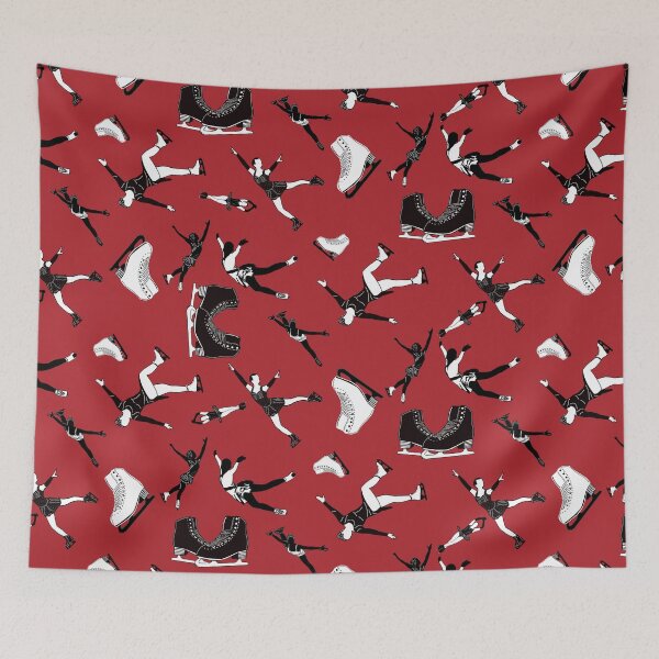 Item preview, Figure Skating Female Silhouettes on Brick Red Background designed and sold by PD-Skating.