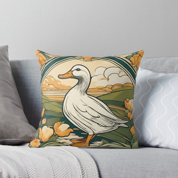 Item preview, Art Nouveau white duck wild bird floral design designed and sold by LumiLemon.