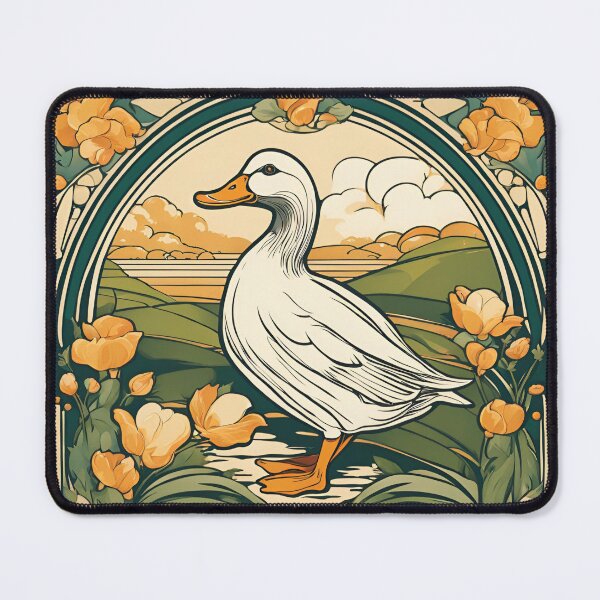 Item preview, Art Nouveau white duck wild bird floral design designed and sold by LumiLemon.