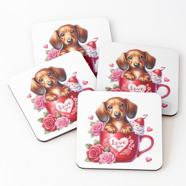 Item preview, Adorable Dachshund inside a cup of coffee of love designed and sold by JonysCreativeDesigns.