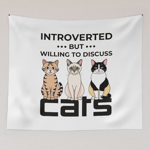 Item preview, Introverted but Willing to Discuss Cats - Quirky Cat Lover Design designed and sold by UniversalFlair.