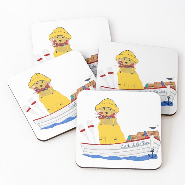 Item preview, Preppy Golden Retriever Lobsterman Aboard The Catch of the Day designed and sold by emrdesigns.