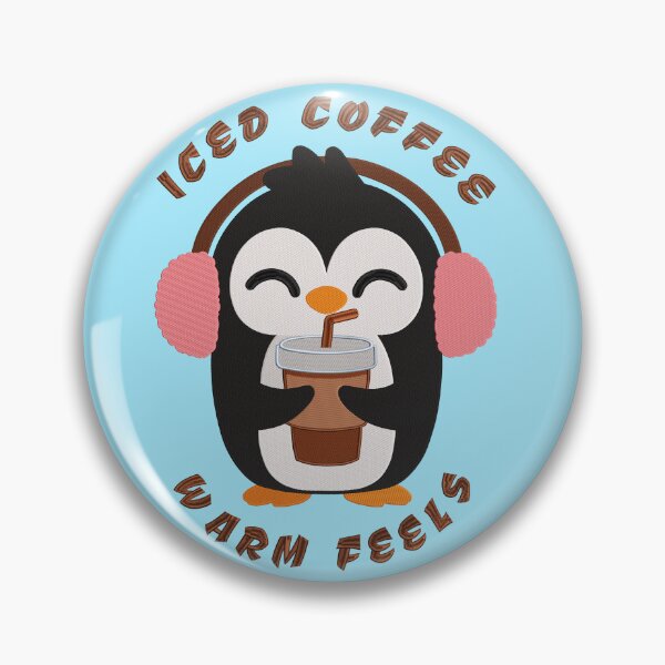 Item preview, Iced Coffee Warm Feels Cute Penguin In Embroidery Style designed and sold by Sed94.
