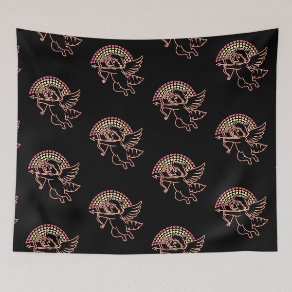 Item preview, Raccoon cupid with bow and arrow valentines designed and sold by MadCatPrints.