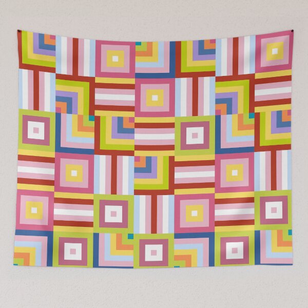 Item preview, Bright Geometric Cheater Quilt designed and sold by Unhinged Heather.