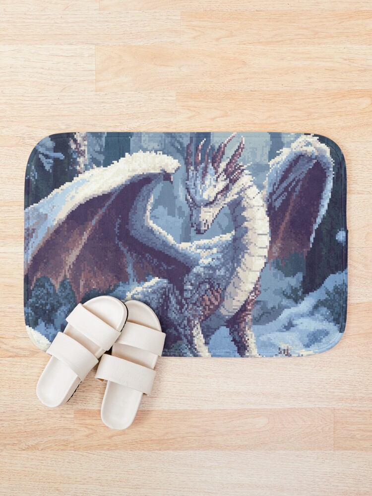 Thumbnail 1 of 6, Bath Mat, Dragon In 8bit designed and sold by Rtymer.